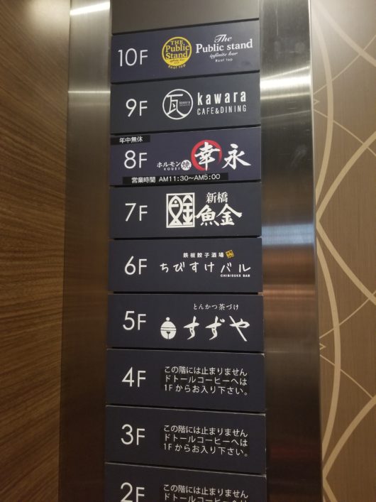 SUZUYAビルのエレベーター